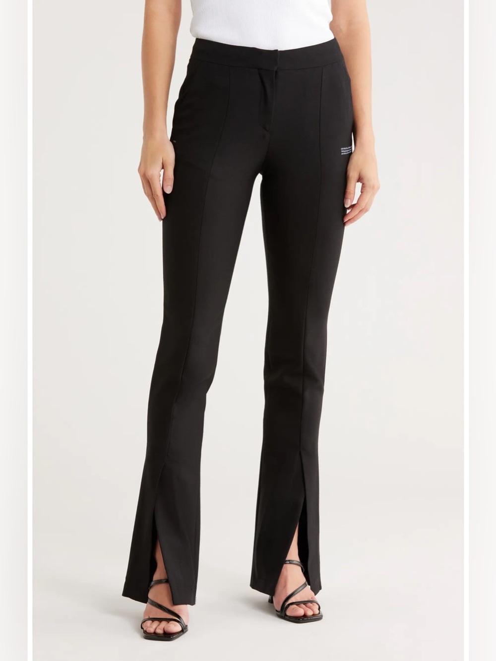 Off white size 40 us 6 Corporate Tailored Pants formal black wool blend flare